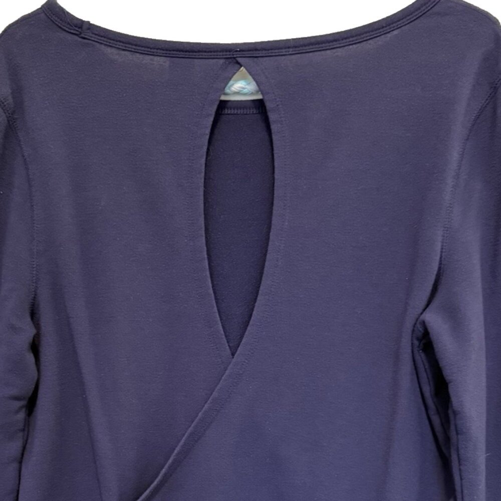 Old Navy Active Women Workout Top Size M Open Back Navy Long Sleeve Athletic Gym - Picture 3 of 7
